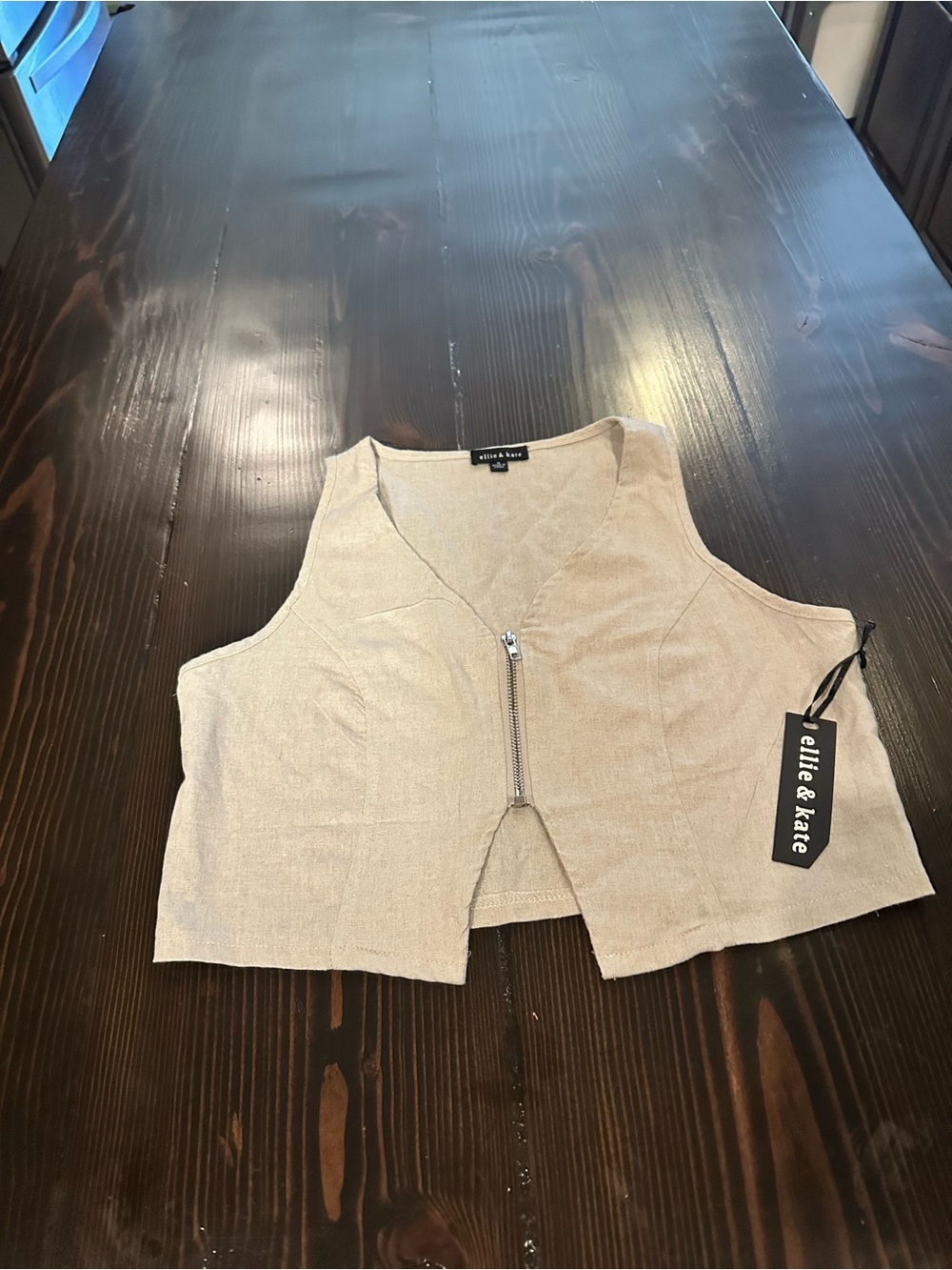 Beige Zip-Front Women's Vest